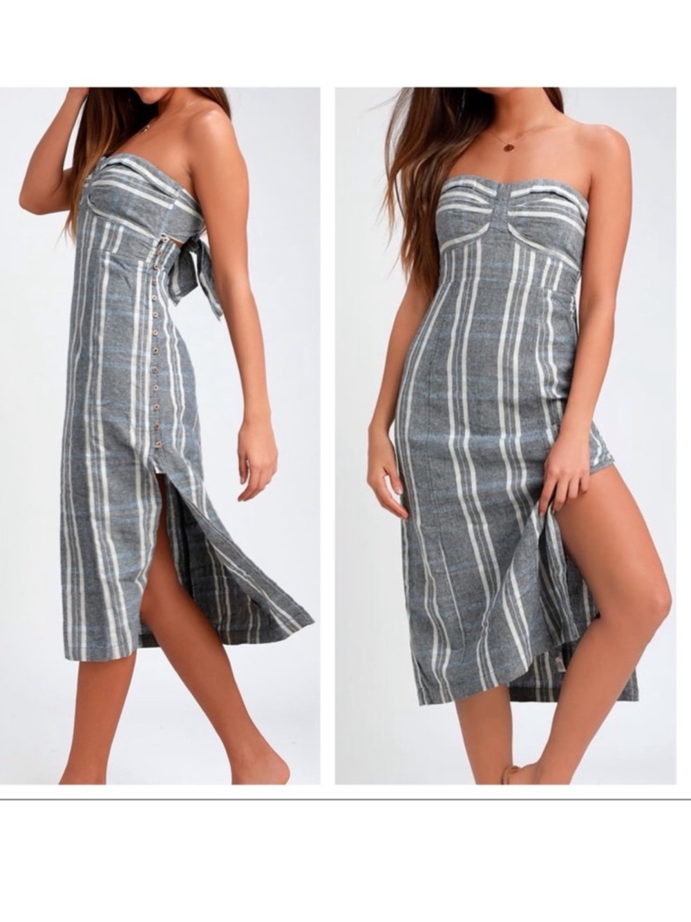 FREE PEOPLE STRAPLESS MIDI DRESS
